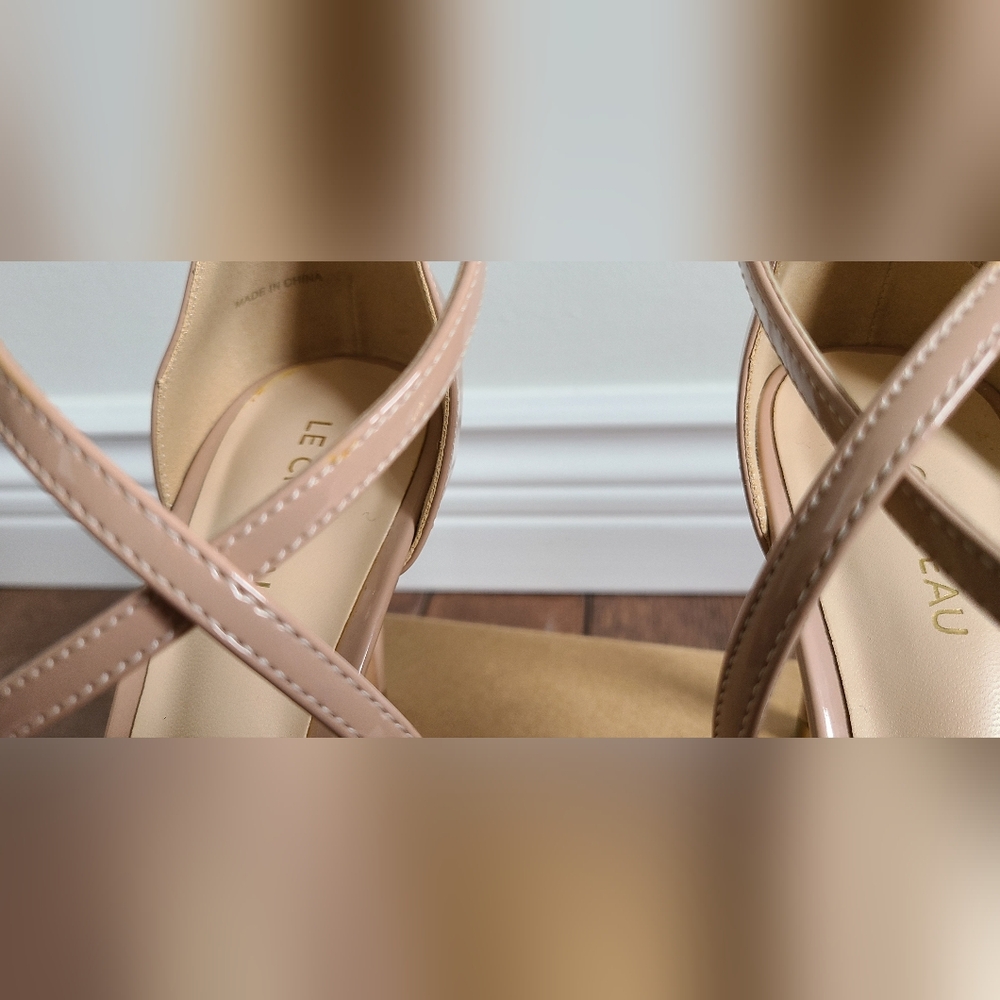 le chateau Nude Patent Pointed-Toe Strappy Ankle Pumps - Picture 15 of 16